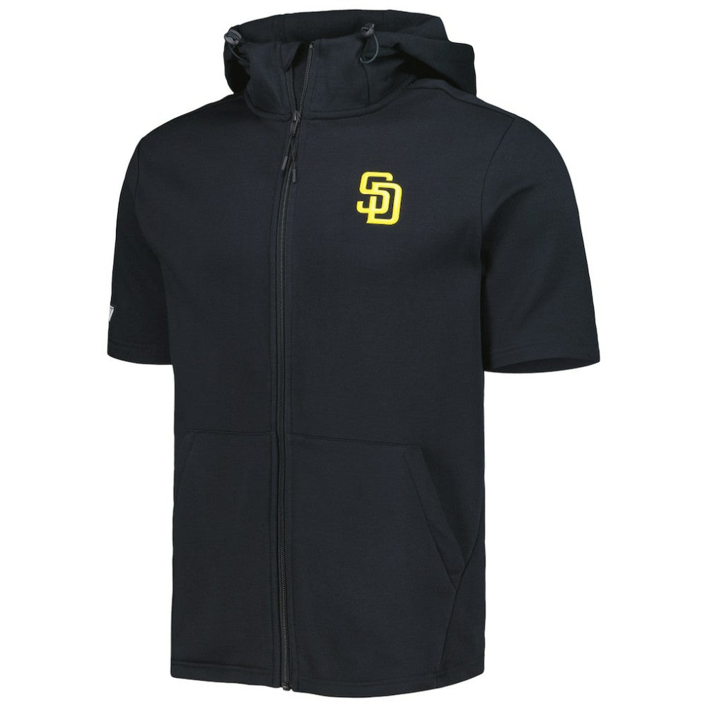 San Diego Padres Levelwear Recruit Full-Zip Short Sleeve Hoodie - Black Hoodies