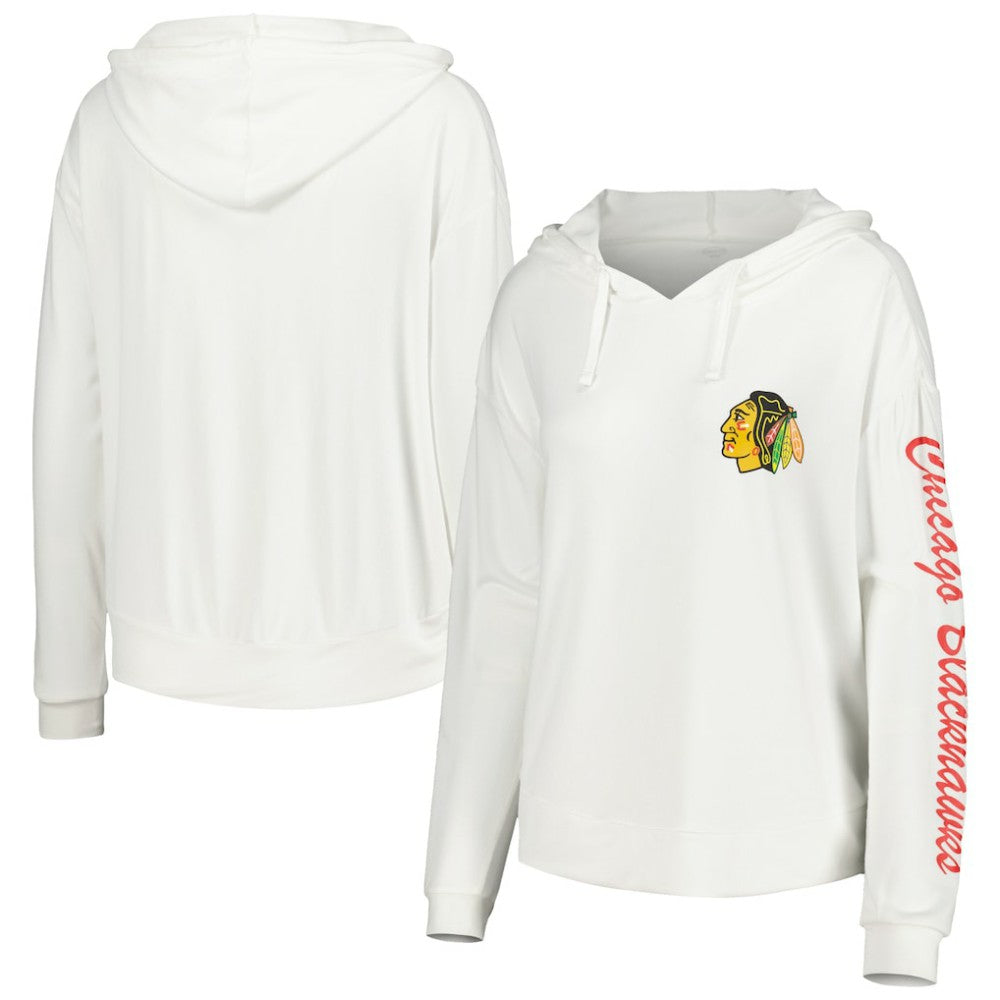 Chicago Blackhawks Concepts Sport Women's Accord Hacci Long Sleeve Hoodie Top - White | US 5335010