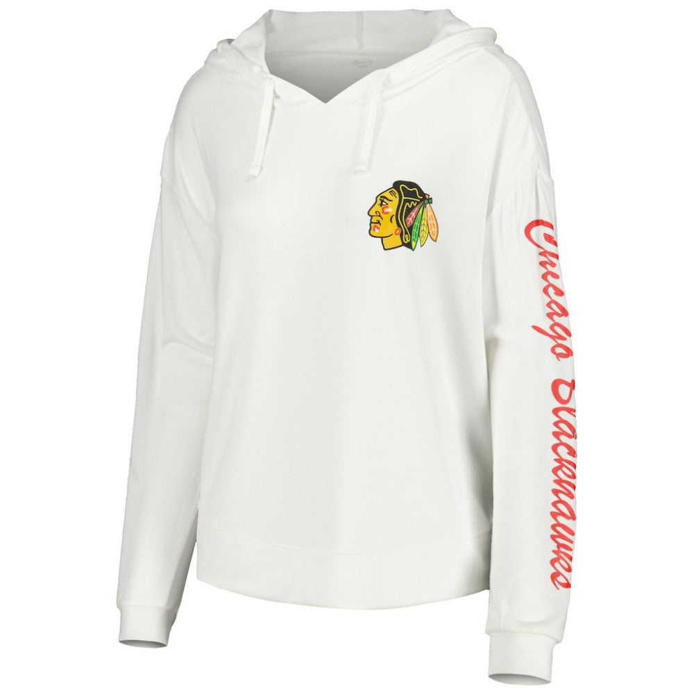 Chicago Blackhawks Concepts Sport Women's Accord Hacci Long Sleeve Hoodie Top - White | US 5335010