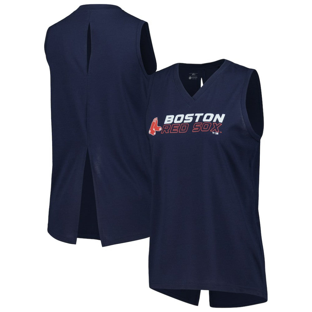 Boston Red Sox Levelwear Women's Paisley Chase V-Neck Tank Top - Navy Tanks