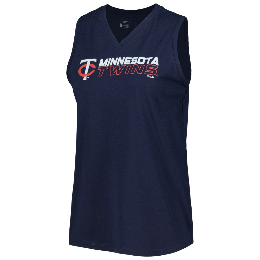 Minnesota Twins Levelwear Women's Paisley Chase V-Neck Tank Top - Navy Tanks