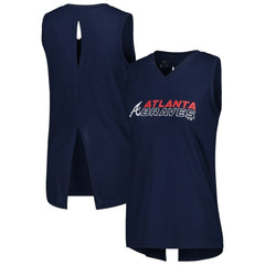 Atlanta Braves Levelwear Women's Paisley Chase V-Neck Tank Top - Navy Tanks