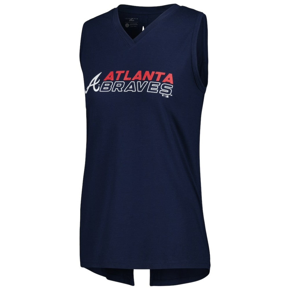 Atlanta Braves Levelwear Women's Paisley Chase V-Neck Tank Top - Navy Tanks