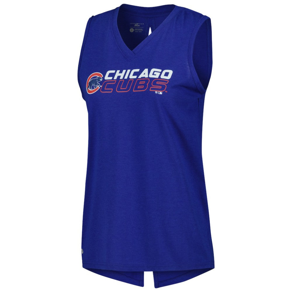 Chicago Cubs Levelwear Women's Paisley Chase V-Neck Tank Top - Royal Tanks