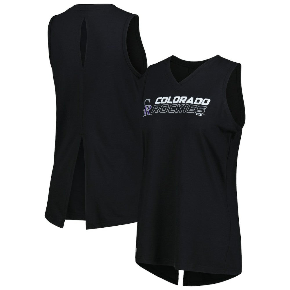 Colorado Rockies Levelwear Women's Paisley Chase V-Neck Tank Top - Black Tanks