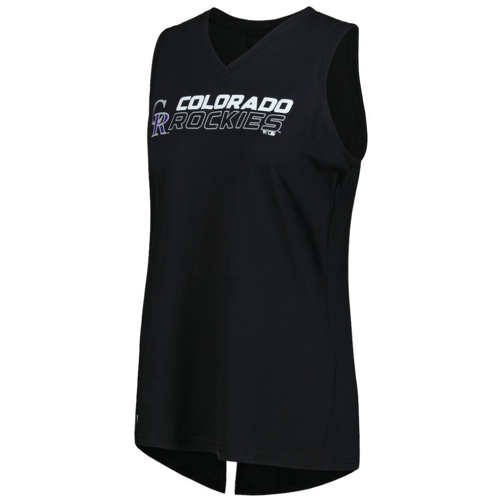 Colorado Rockies Levelwear Women's Paisley Chase V-Neck Tank Top - Black Tanks