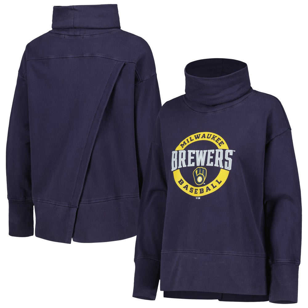Milwaukee Brewers Levelwear Women's Sunset Farm Team Pullover Sweatshirt - Navy Pullover