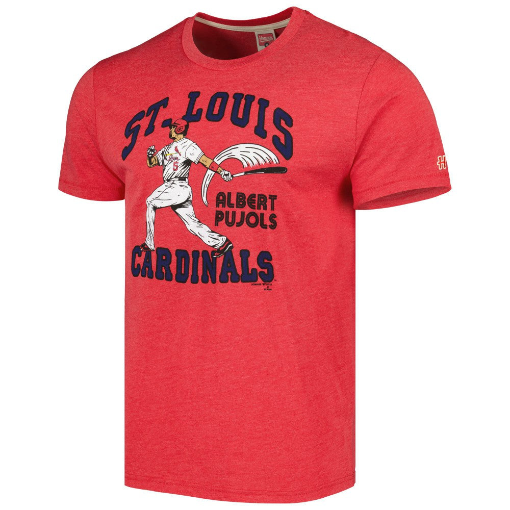 Albert Pujols St. Louis Cardinals Homage Illustration Tri-Blend T-Shirt - Red T-shirts