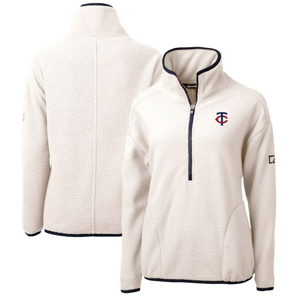 Minnesota Twins Cutter & Buck Women's Cascade Eco Sherpa Half-Zip Pullover Jacket - White Jackets