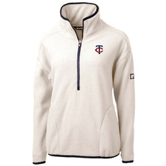 Minnesota Twins Cutter & Buck Women's Cascade Eco Sherpa Half-Zip Pullover Jacket - White Jackets