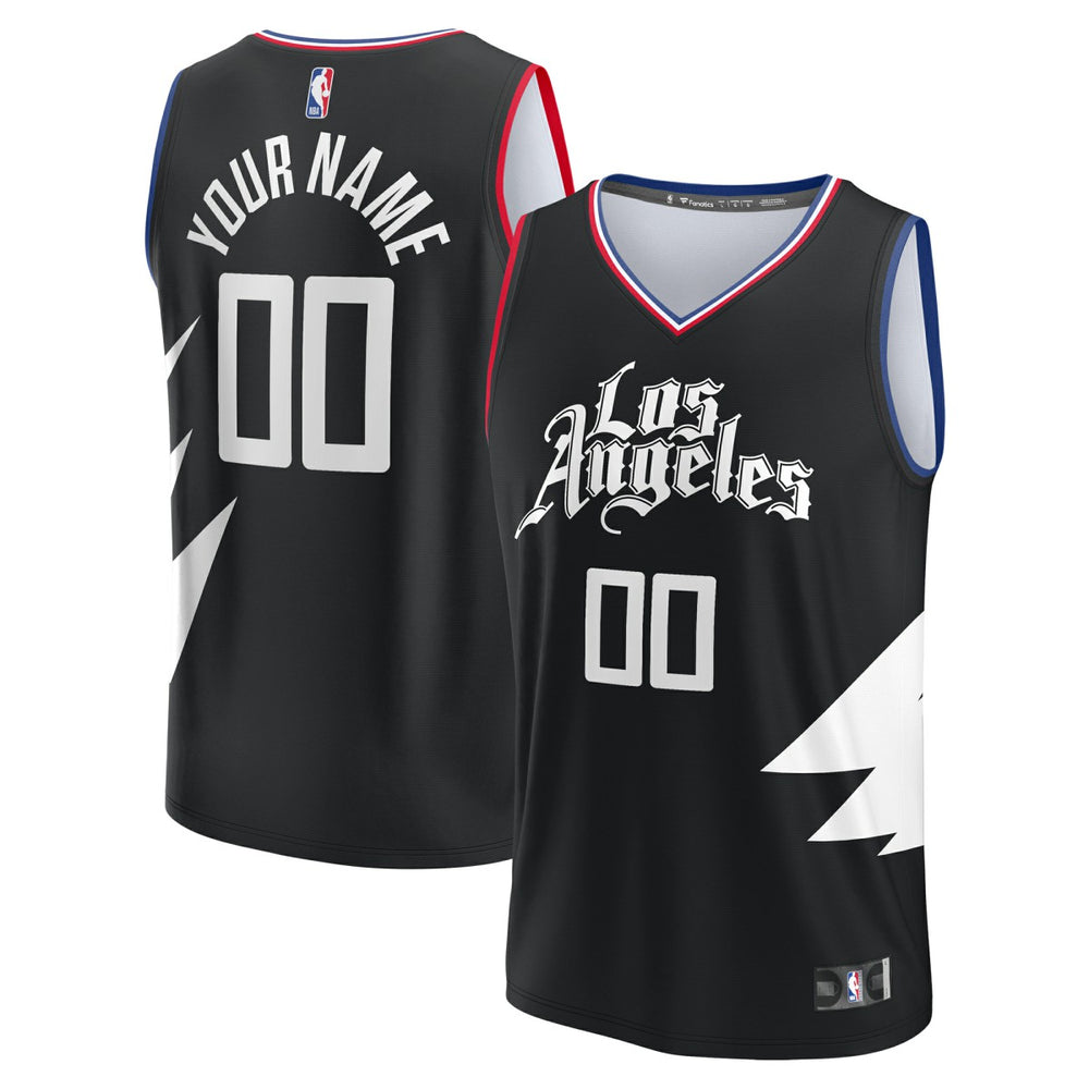 LA Clippers Youth Fast Break Replica Custom Jersey Statement Edition Black - Fanatics