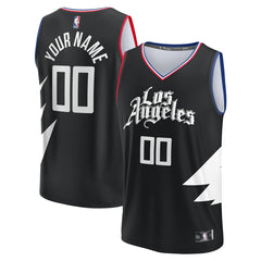 LA Clippers Youth Fast Break Replica Custom Jersey Statement Edition Black - Fanatics