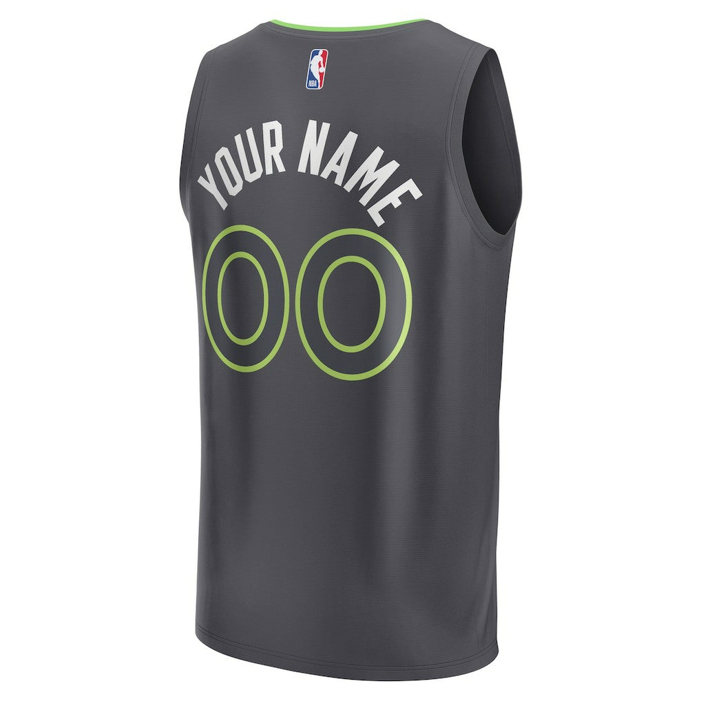 Minnesota Timberwolves Youth Custom Fast Break Jersey Statement Edition Black - Fanatics