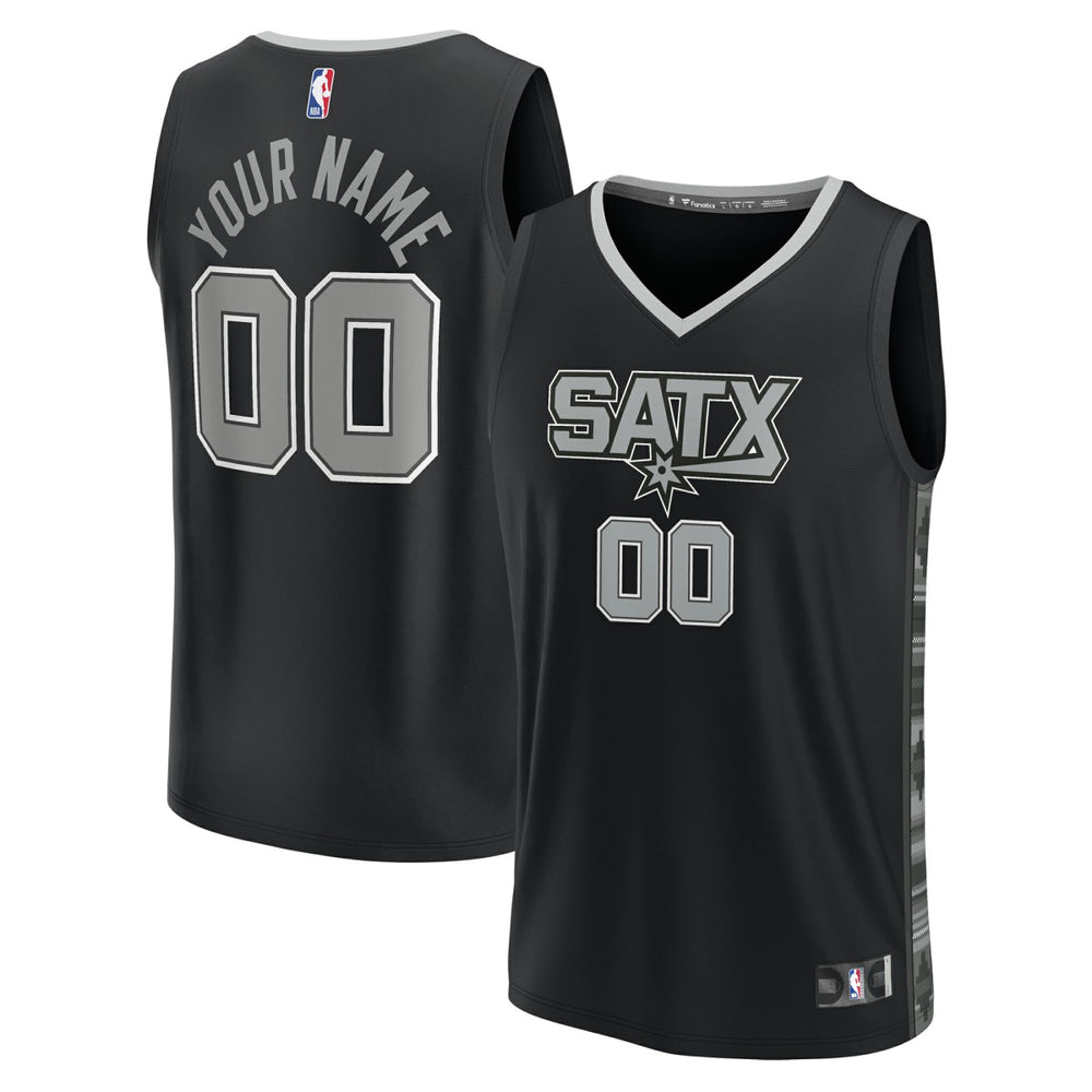San Antonio Spurs Youth Fast Break Replica Custom Jersey Statement Edition Black - Fanatics