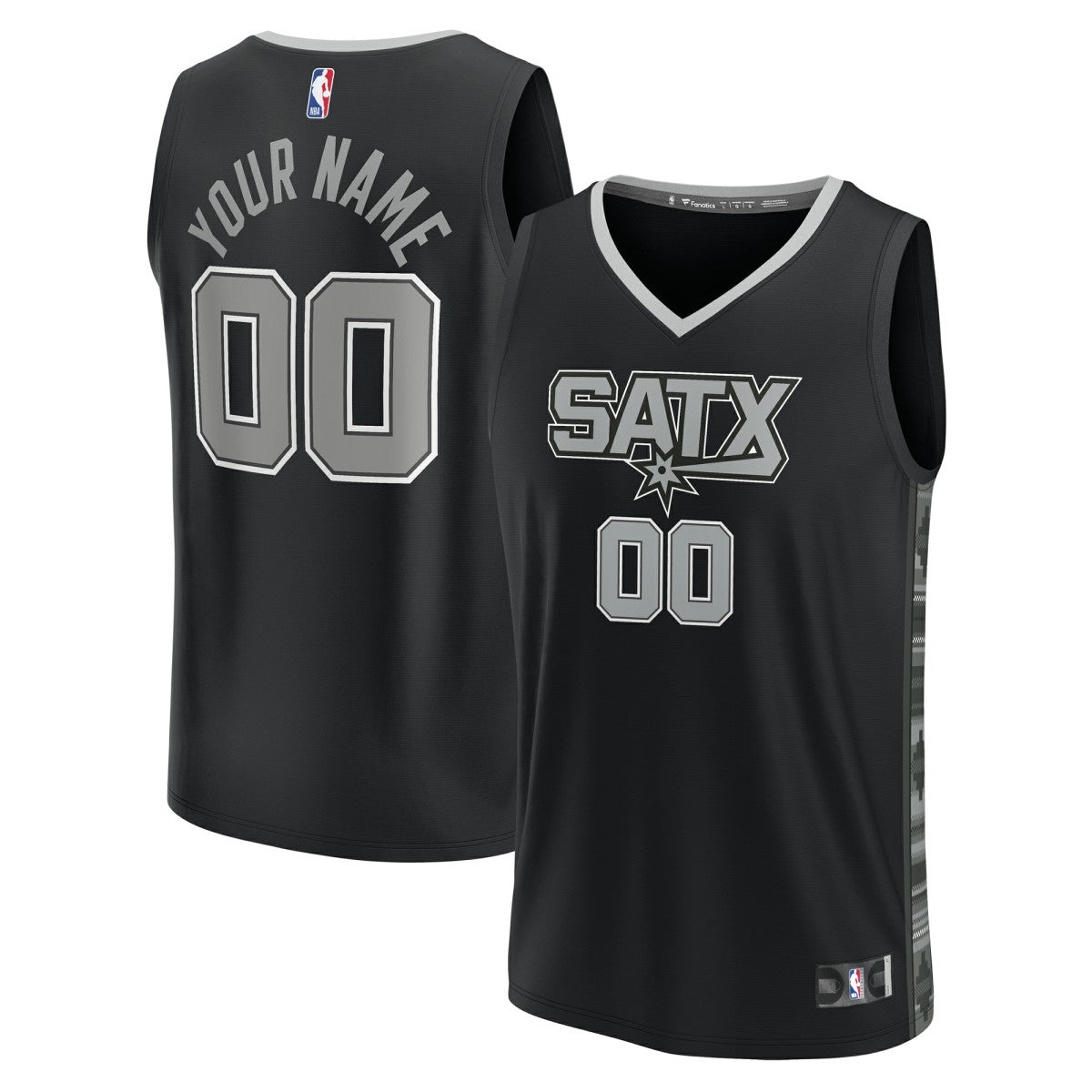 San Antonio Spurs Youth Fast Break Replica Custom Jersey Statement Edition Black - Fanatics
