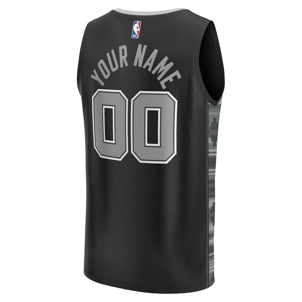 San Antonio Spurs Youth Fast Break Replica Custom Jersey Statement Edition Black - Fanatics