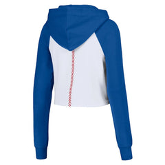 Chicago Cubs Lusso Women's Jane Raglan Quarter-Zip Tri-Blend Cropped Pullover Hoodie - White Hoodies