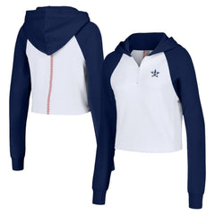 Houston Astros Lusso Women's Jane Raglan Quarter-Zip Tri-Blend Cropped Pullover Hoodie - White Hoodies