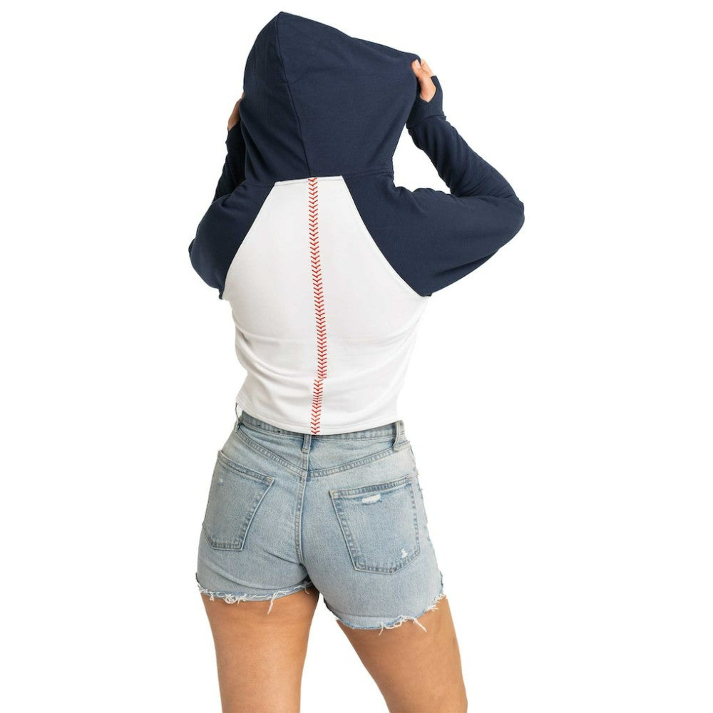 Houston Astros Lusso Women's Jane Raglan Quarter-Zip Tri-Blend Cropped Pullover Hoodie - White Hoodies