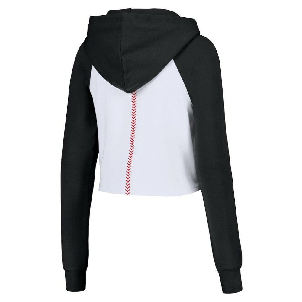San Francisco Giants Lusso Women's Jane Raglan Quarter-Zip Tri-Blend Cropped Pullover Hoodie - White Hoodies