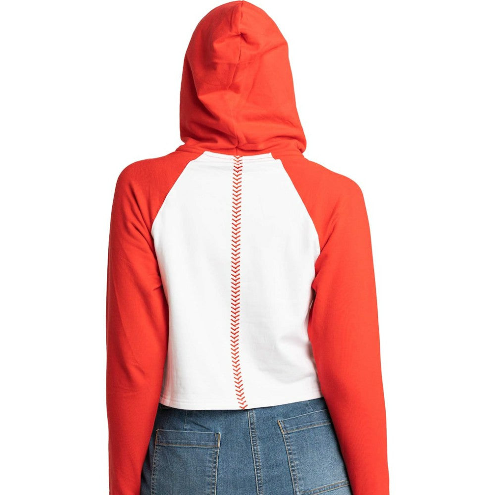St. Louis Cardinals Lusso Women's Jane Raglan Quarter-Zip Tri-Blend Cropped Pullover Hoodie - White Hoodies