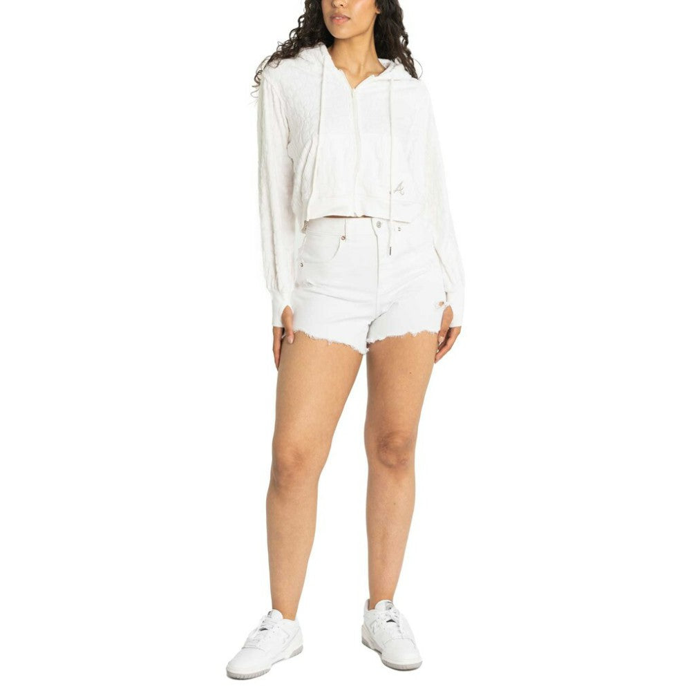 Atlanta Braves Lusso Women's Tabitha Cheetah Terry Full-Zip Sweatshirt - White Sweatshirts