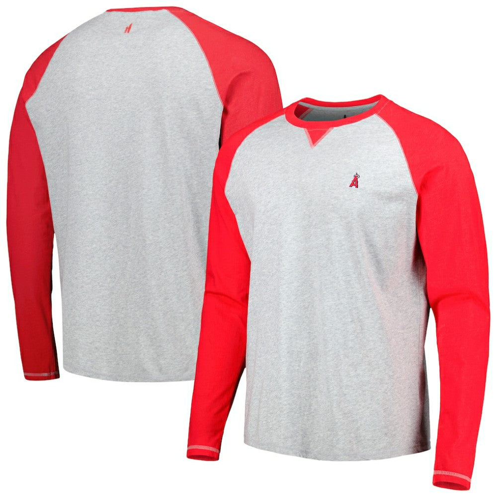 Los Angeles Angels johnnie-O Alsen Raglan Long Sleeve T-Shirt - Red/Heather Gray T-shirts