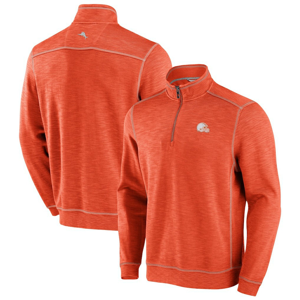 Cleveland Browns Tobago Bay Tri-Blend Half-Zip Sweatshirt - Orange Sweatshirts
