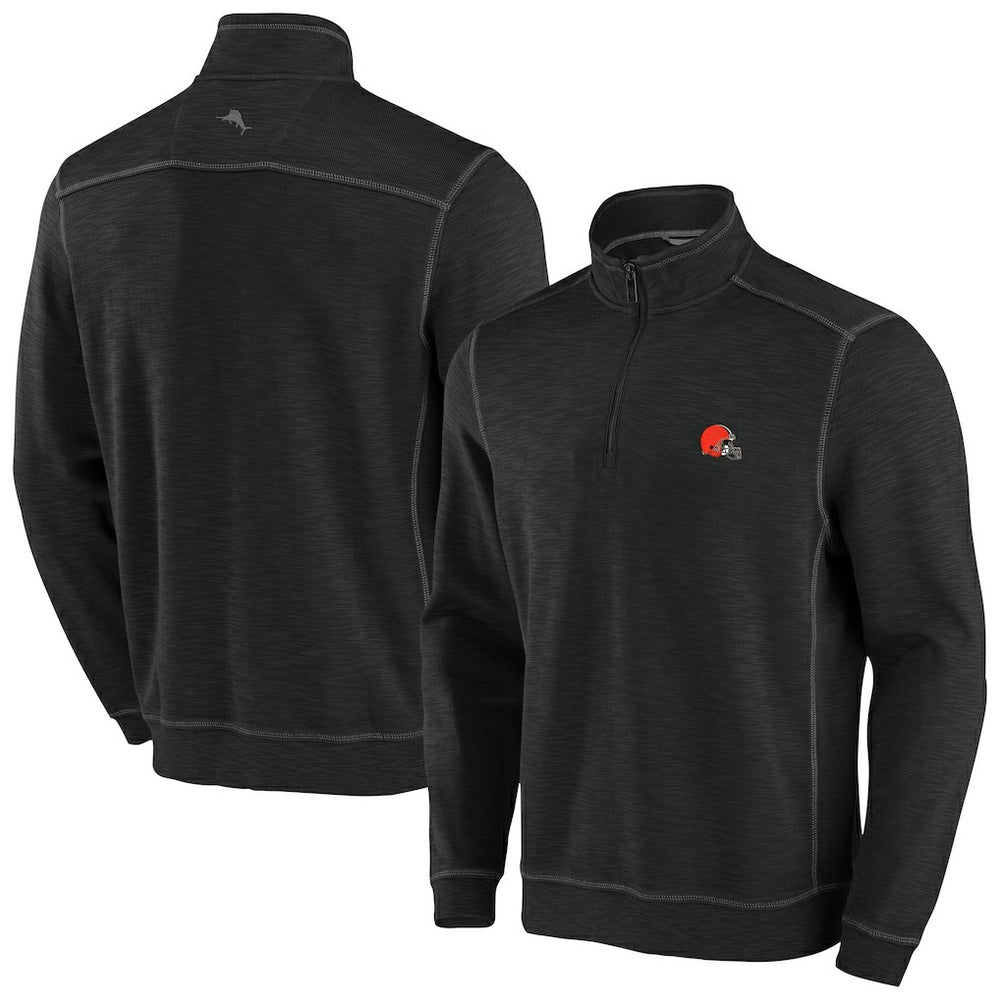 Cleveland Browns Big & Tall Tobago Bay Half-Zip Sweatshirt - Black Sweatshirts