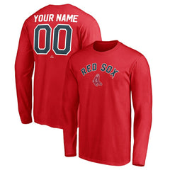 Boston Red Sox Personalized Cooperstown Collection Winning Streak Long Sleeve T-Shirt - Red T-shirts