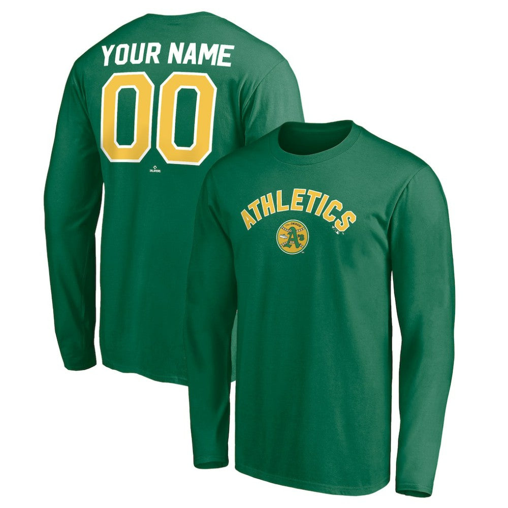 Athletics Personalized Cooperstown Collection Winning Streak Long Sleeve T-Shirt - Green T-shirts