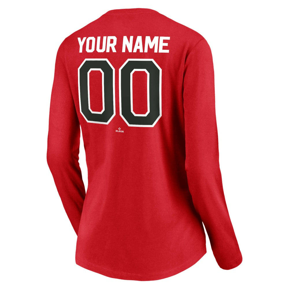 Cincinnati Reds Women's Cooperstown Collection Personalized Winning Streak Long Sleeve V-Neck T-Shirt - Red T-shirts