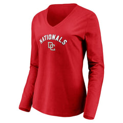 Washington Nationals Women's Cooperstown Collection Personalized Winning Streak Long Sleeve V-Neck T-Shirt - Red T-shirts