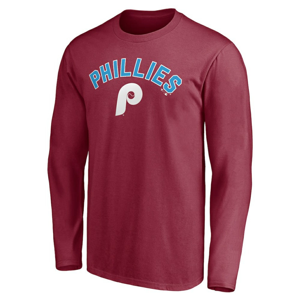 Philadelphia Phillies Personalized Cooperstown Collection Alternate Winning Streak Long Sleeve T-Shirt - Burgundy T-shirts