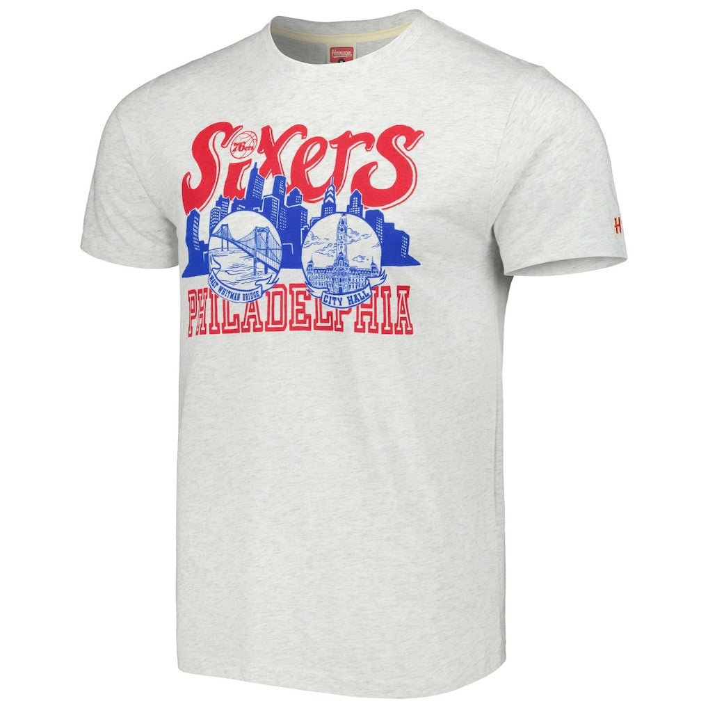 Philadelphia 76ers Homage Unisex Hometown Hyper Local Tri-Blend T-Shirt Ash outlet