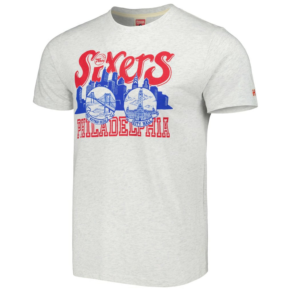 Philadelphia 76ers Homage Unisex Hometown Hyper Local Tri-Blend T-Shirt Ash outlet