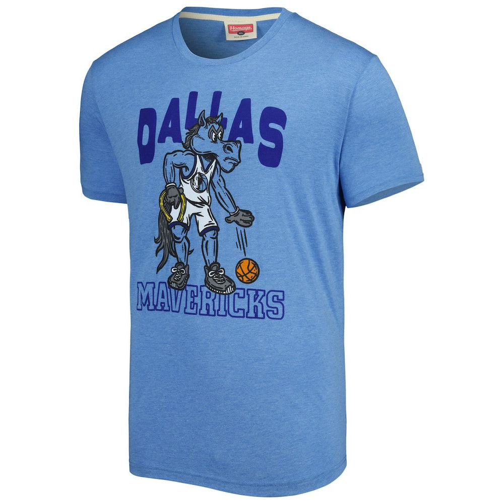 Dallas Mavericks Homage Unisex Team Mascot Tri-Blend T-Shirt Light Blue outlet