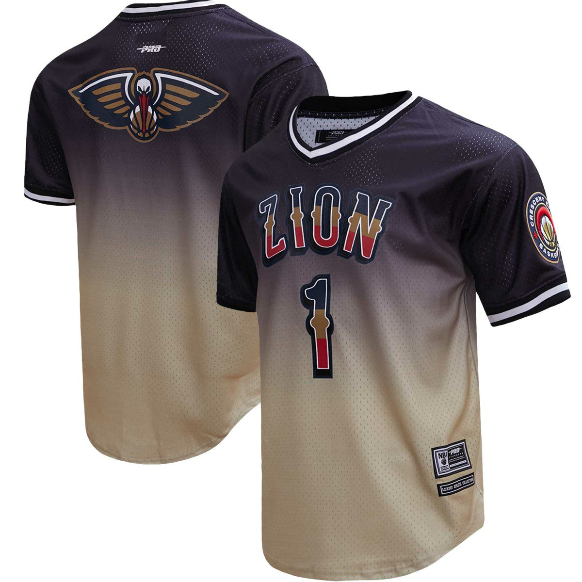 Zion Williamson New Orleans Pelicans Post Ombre Name & Number T-Shirt Black/Gold outlet
