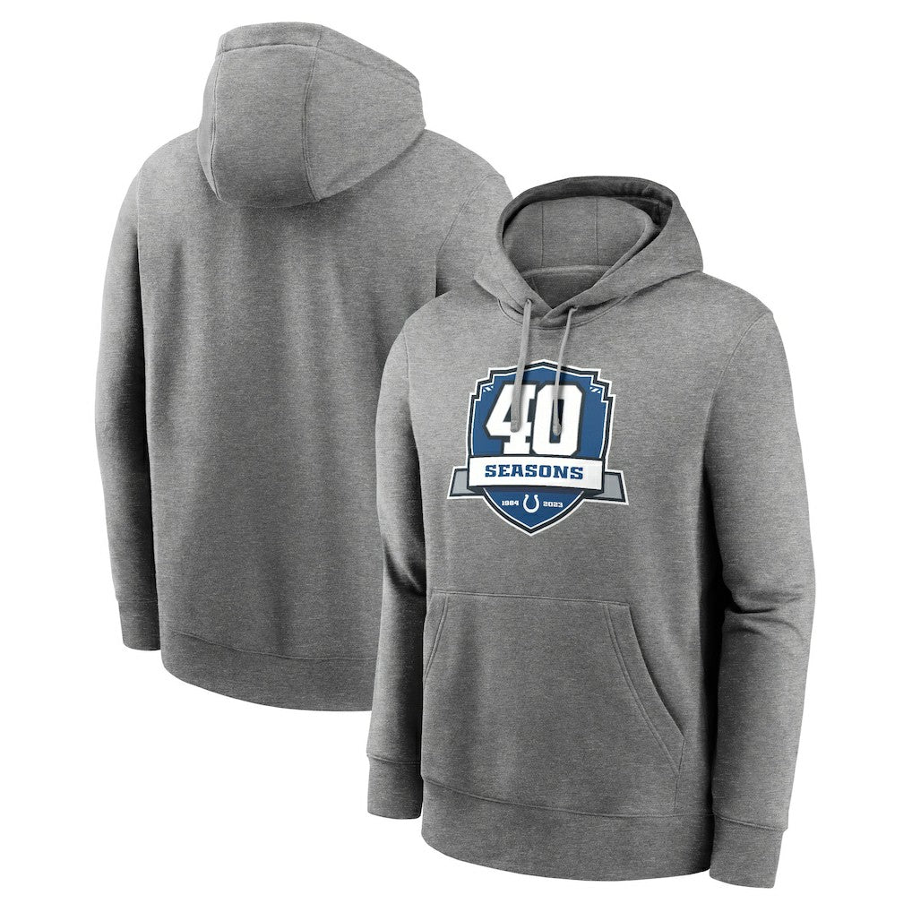 Indianapolis Colts 40th Anniversary Club Pullover Hoodie - Heather Gray Hoodies
