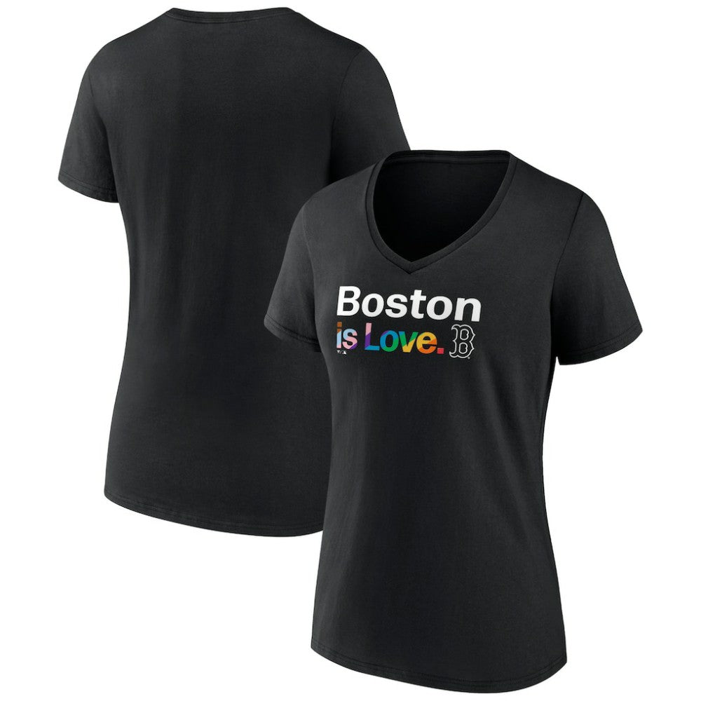 Boston Red Sox Women's City Pride V-Neck T-Shirt - Black T-shirts