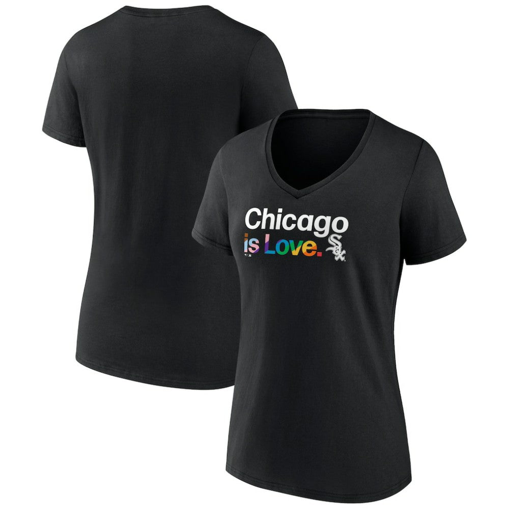 Chicago White Sox Women's City Pride V-Neck T-Shirt - Black T-shirts