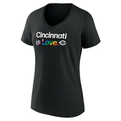 Cincinnati Reds Women's City Pride V-Neck T-Shirt - Black T-shirts
