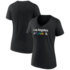 Los Angeles Dodgers Women's City Pride V-Neck T-Shirt - Black T-shirts