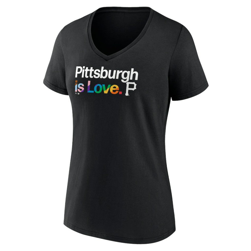Pittsburgh Pirates Women's City Pride V-Neck T-Shirt - Black T-shirts