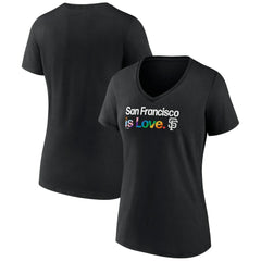 San Francisco Giants Women's City Pride V-Neck T-Shirt - Black T-shirts