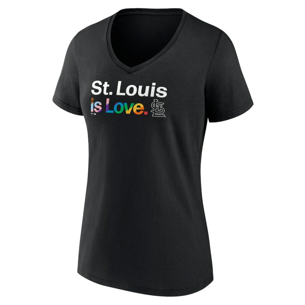 St. Louis Cardinals Women's City Pride V-Neck T-Shirt - Black T-shirts