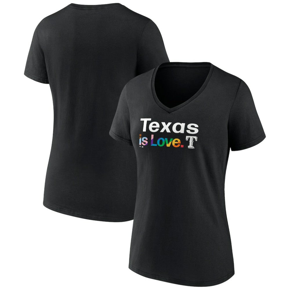 Texas Rangers Women's City Pride V-Neck T-Shirt - Black T-shirts