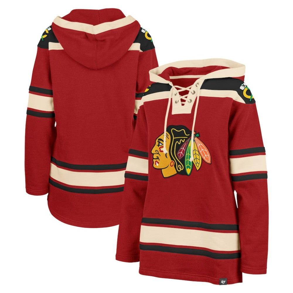 Chicago Blackhawks '47 Women's Superior Lacer Pullover Hoodie - Red | US 5351050
