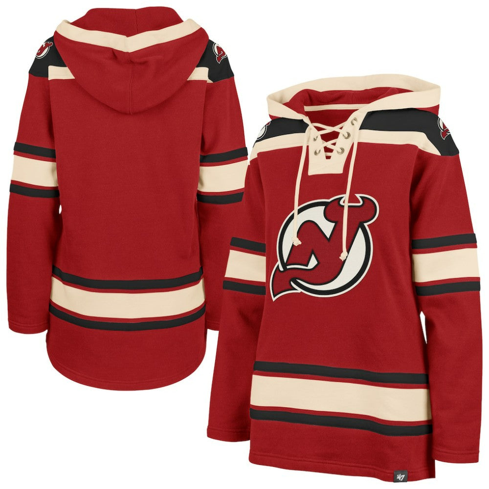 New Jersey Devils '47 Women's Superior Lacer Pullover Hoodie - Red | US 5351057