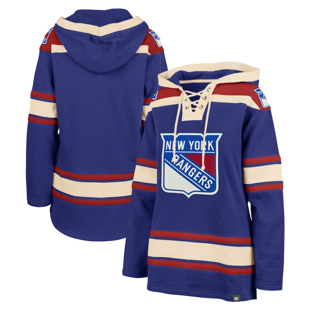 New York Rangers '47 Women's Superior Lacer Pullover Hoodie - Blue | US 5351059